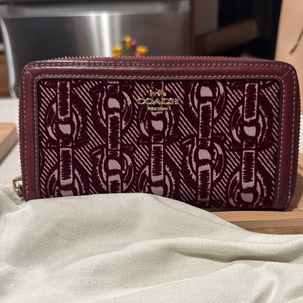 Coach Maroon Patterned Wallet